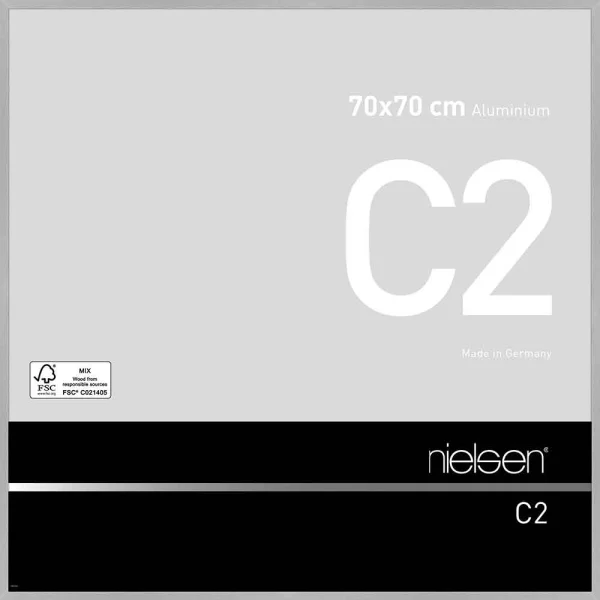 Cadre en aluminium C2 70x70 cm | structure argent mat | verre standard (2 mm)
