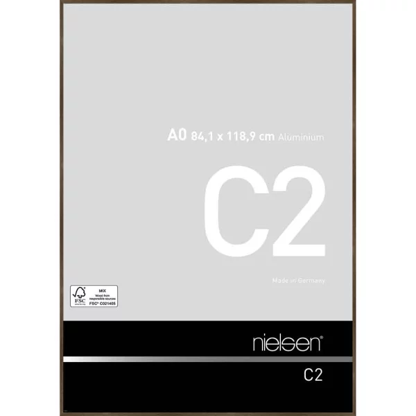 Alu-Bilderrahmen C2 84,1x118,9 cm (A0) | Struktur Walnuss matt | Normalglas (2 mm)