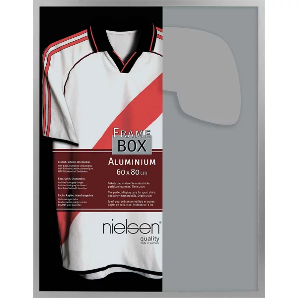 FrameBox II - Cadre pour maillots 60x80 cm | argent mat | verre synthétique (2 mm)