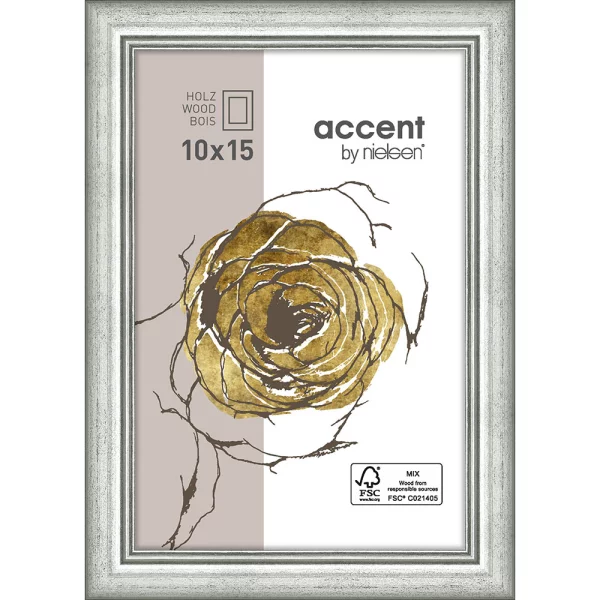 Cadre en bois Ascot 10x15 cm | argent | verre standard (2 mm)