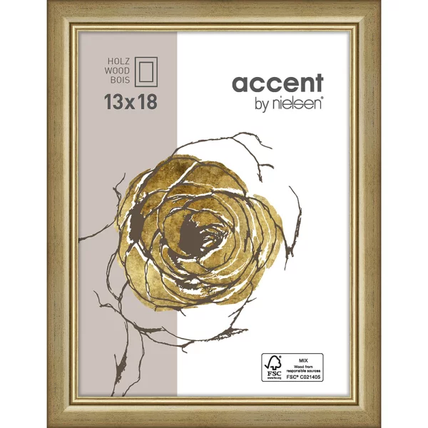Cadre en bois Ascot 13x18 cm | or | verre standard (2 mm)