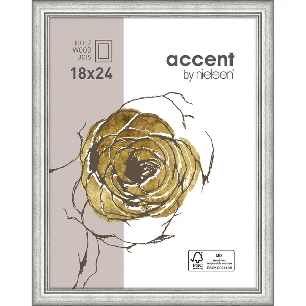 Cadre en bois Ascot 18x24 cm | argent | verre standard (2 mm)