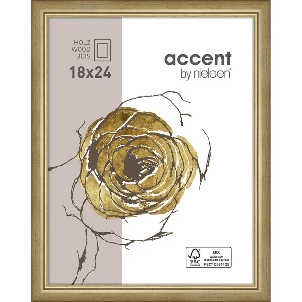Cadre en bois Ascot 18x24 cm | or | verre standard (2 mm)