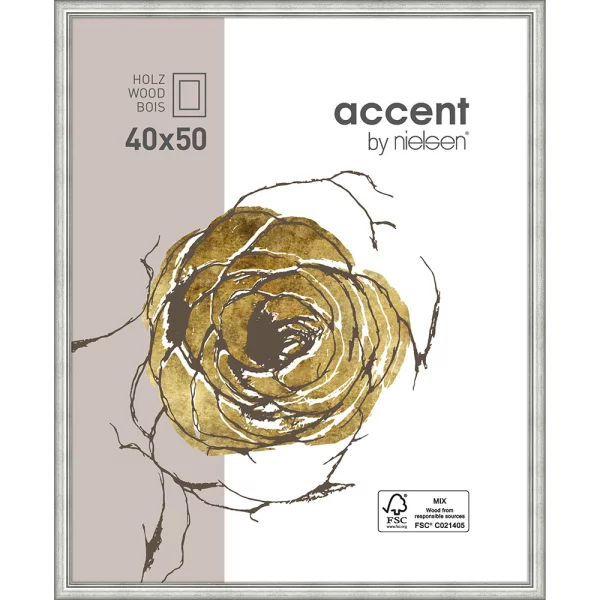 Cadre en bois Ascot 40x50 cm | argent | verre standard (2 mm)