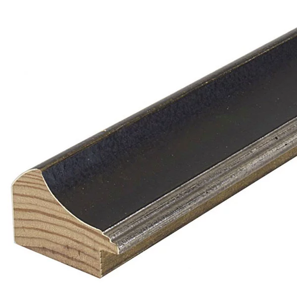 Holz Bilderrahmen Opera 50 42x59,4 cm (A2) | Schwarz-Silber | Normalglas (2 mm)