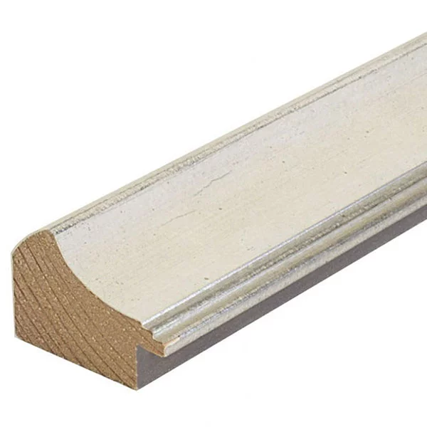 Holz Bilderrahmen Opera 50 42x59,4 cm (A2) | Weiß-Silber | Normalglas (2 mm)