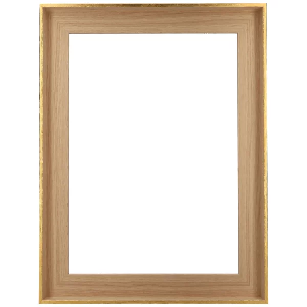 Schattenfugenrahmen Lina aus Eiche Echtholzfurnier - Eiche Echtholzfurnier Eiche natur Echtholzfurnier, Kante Gold | Leerrahmen (ohne Glas und Rückwand)