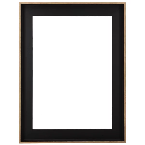 Schattenfugenrahmen Lina aus Eiche Echtholzfurnier - Eiche Echtholzfurnier Eiche natur Echtholzfurnier, Schwarz matt | Leerrahmen (ohne Glas und Rückwand)