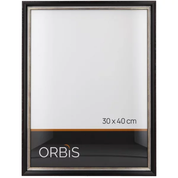 Bilderrahmen Neas aus Holz nach Mass Schwarz mit Silber | Normalglas (2 mm)