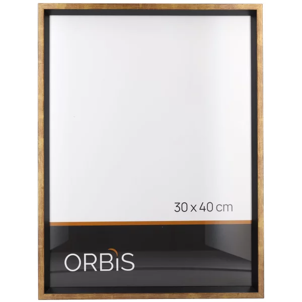 Bilderrahmen Evoque aus Holz nach Mass Gold mit Schwarz | Normalglas (2 mm)