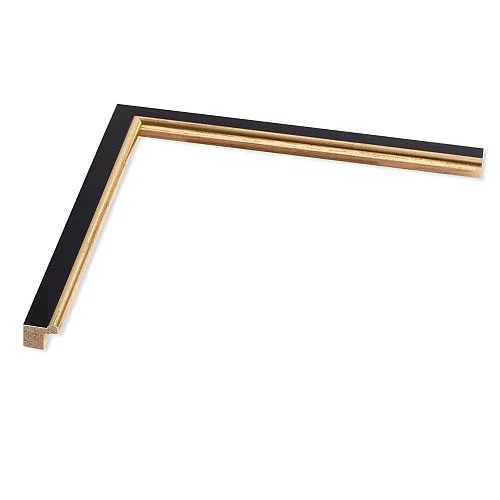 Holz Bilderrahmen Pluto 24x30 | schwarz, Kante gold | Normalglas (2 mm)