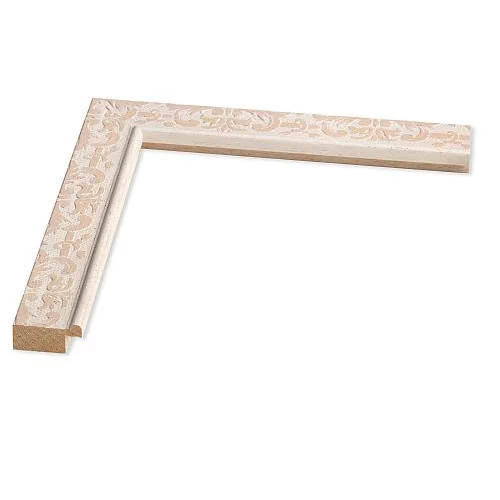Holz Bilderrahmen Uranus 24x30 | altweiss verziert | Normalglas (2 mm)