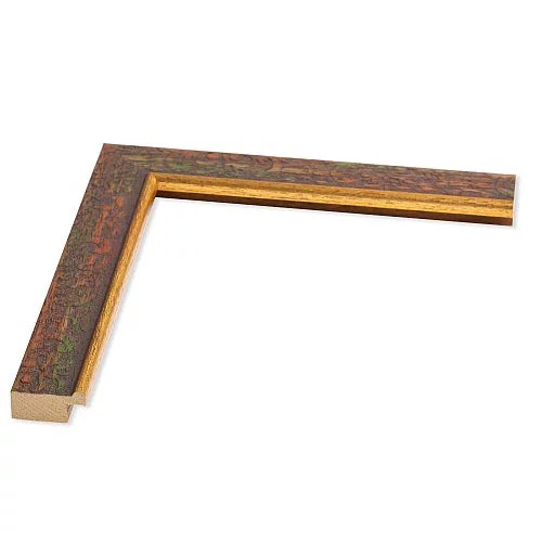 Holz Bilderrahmen Uranus 24x30 | braun verziert, Goldkante | Normalglas (2 mm)