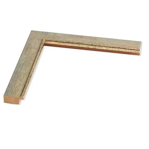 Holz Bilderrahmen Uranus Bordo 24x30 | altgruen gepraegt, Silberkante | Normalglas (2 mm)