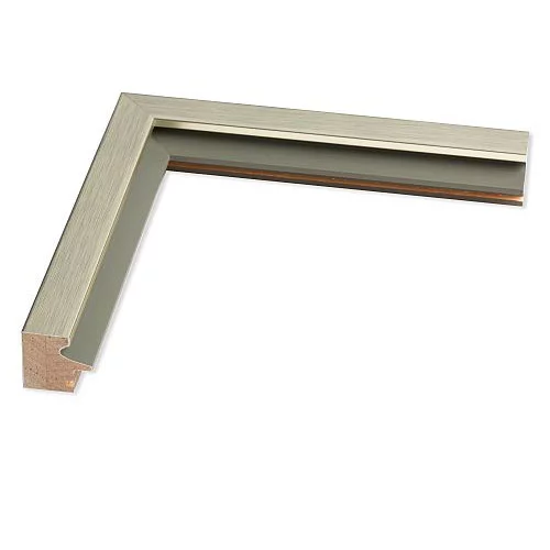 Holz Bilderrahmen Loop Nobile 10x15 | platin, Kehle dunkelgruen | Normalglas (2 mm)