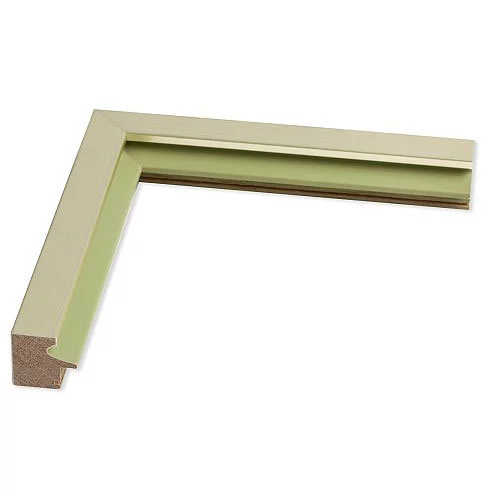 Holz Bilderrahmen Loop Nobile 10x15 | platin, Kehle hellgruen | Normalglas (2 mm)