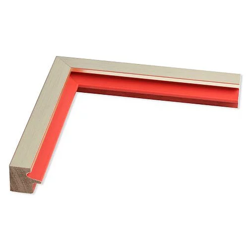 Holz Bilderrahmen Loop Nobile 10x15 | platin, Kehle rot | Normalglas (2 mm)