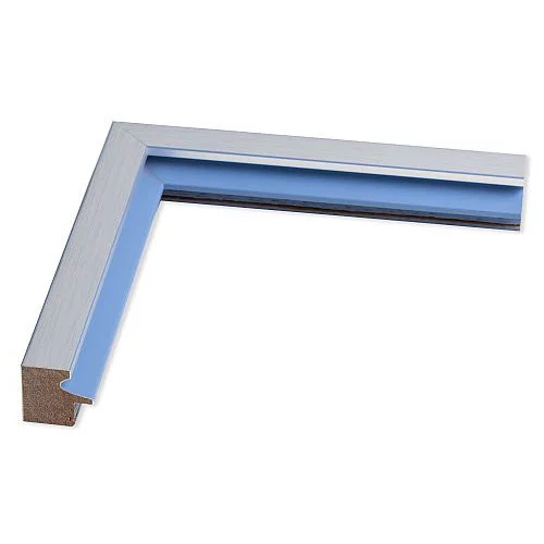 Holz Bilderrahmen Loop Nobile 10x15 | silber, Kehle hellblau | Normalglas (2 mm)