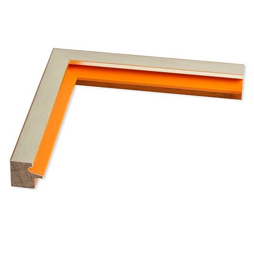 Holz Bilderrahmen Loop Nobile 10x15 | silber, Kehle orange | Normalglas (2 mm)