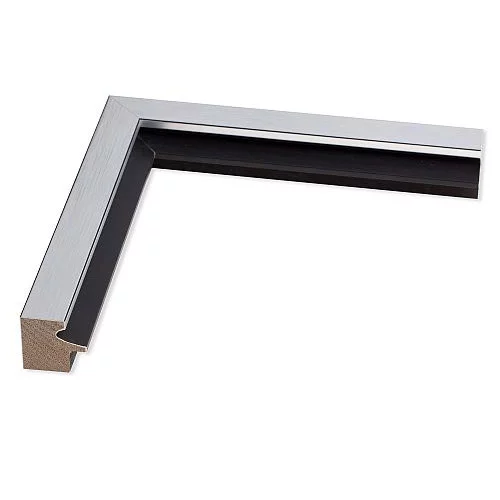 Holz Bilderrahmen Loop Nobile 10x15 | silber, Kehle schwarz | Normalglas (2 mm)