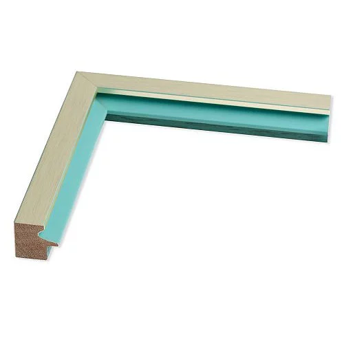 Holz Bilderrahmen Loop Nobile 10x15 | silber, Kehle türkis | Normalglas (2 mm)