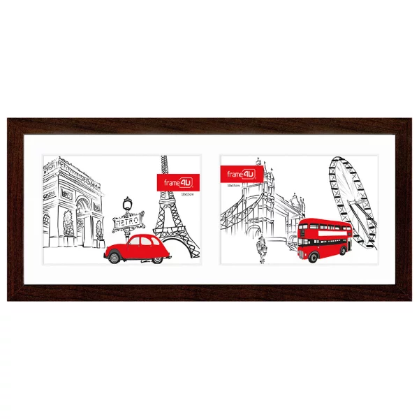 Cadre multi photos Japon pour 2 photos 15x37 cm (2x 10x15 cm) | brun foncé | verre standard (2 mm)
