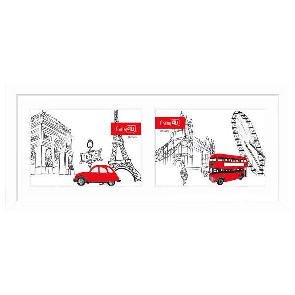 Cadre multi photos Japon pour 2 photos 15x37 cm (2x 10x15 cm) | blanc | verre standard (2 mm)