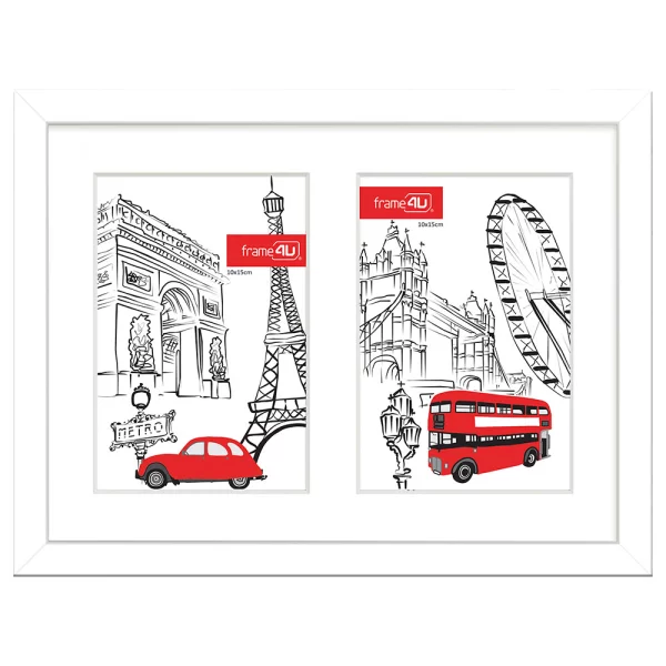 Cadre multi photos Japon pour 2 photos 20x27 cm (2x 10x15 cm) | blanc | verre standard (2 mm)
