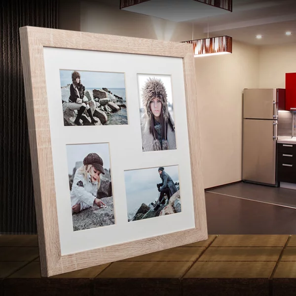 Cadre multi photos Narvik pour 4 photos 34x34 cm (4x 10x15 cm) | brun clair | verre standard (2 mm)