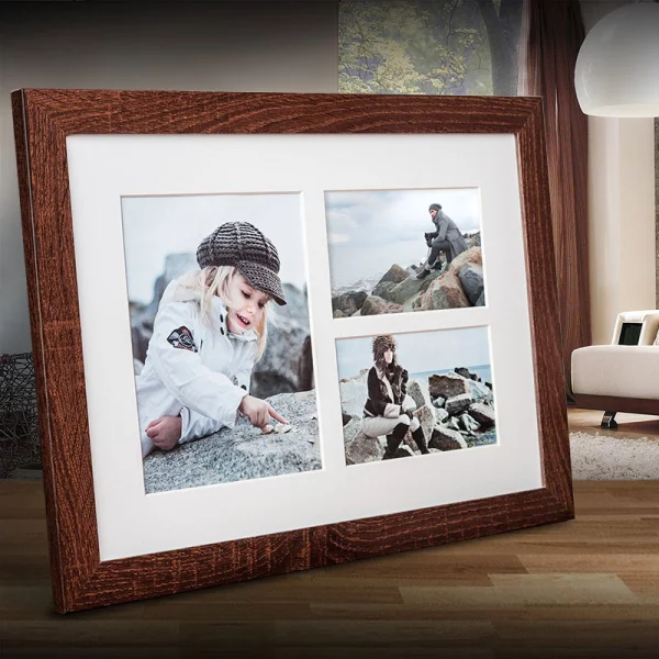 Cadre multi photos Narvik pour 3 photos 28x39 cm (2x 10x15 + 1x 15x21 cm) | brun foncé | verre standard (2 mm)