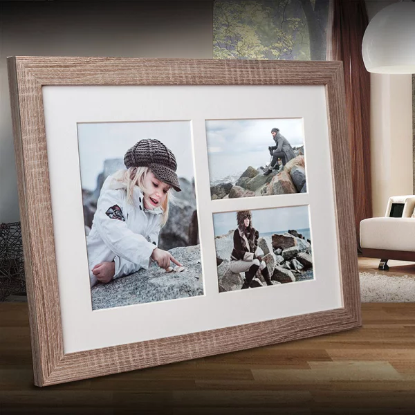 Cadre multi photos Narvik pour 3 photos 28x39 cm (2x 10x15 + 1x 15x21 cm) | brun moyen | verre standard (2 mm)