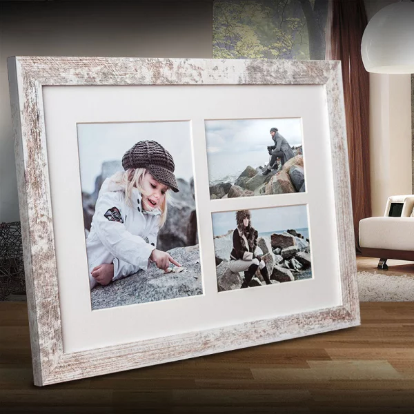 Cadre multi photos Narvik pour 3 photos 28x39 cm (2x 10x15 + 1x 15x21 cm) | shabby | verre standard (2 mm)