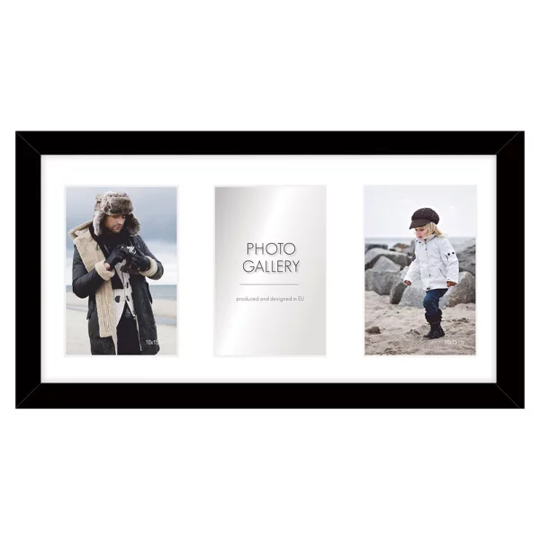 Cadre multi photos Narvik pour 3 photos 23x46 cm (3x 10x15 cm) | noir | verre standard (2 mm)