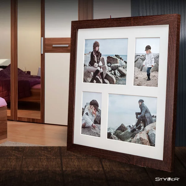 Cadre multi photos Narvik pour 4 photos 39x39 cm (2x 10x15 + 2x 15x21 cm) | brun foncé | verre standard (2 mm)