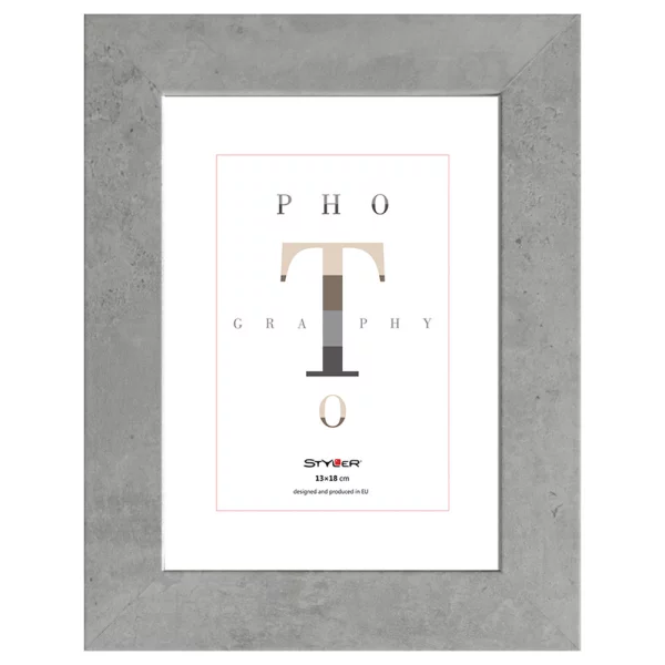 Cadre en bois Yellowstone (MDF) 10x15 cm | mittlerer beton | verre standard (2 mm)
