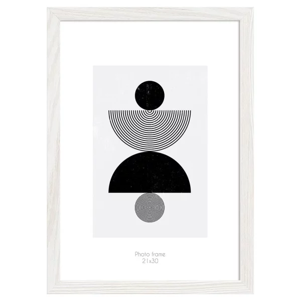 Holz-Bilderrahmen Kyoto (MDF) 21x30 cm | Weiß | Normalglas (2 mm)