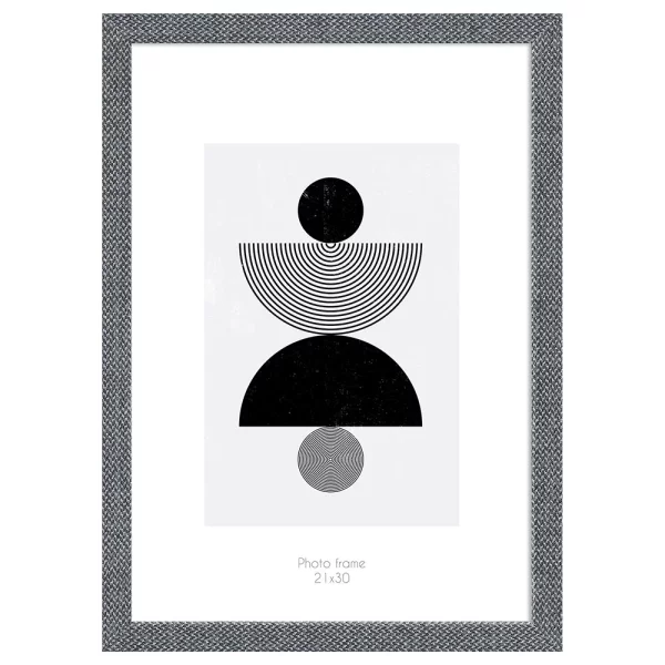 Holz-Bilderrahmen Kyoto (MDF) 21x30 cm | Grau Struktur | Normalglas (2 mm)