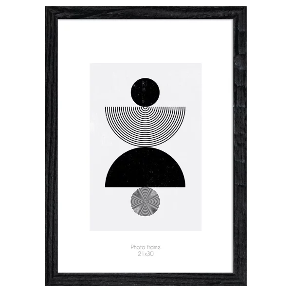 Holz-Bilderrahmen Kyoto (MDF) 21x30 cm | Schwarz | Normalglas (2 mm)