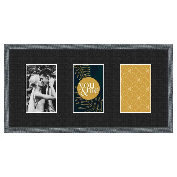 Cadre multi photos Kyoto Black pour 3 photos 10x15 cm 3x10x15 cm | gris structure | verre standard (2 mm)