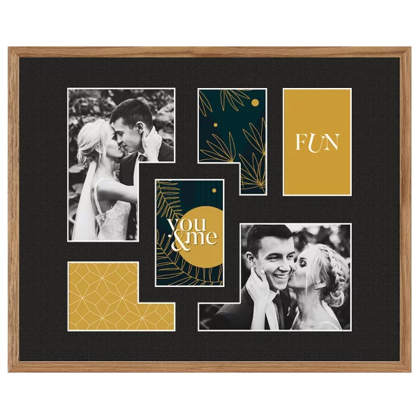 Cadre multi photos Kyoto Black pour 6 photos 4x10x15 cm, 2x15x21 cm | brun | verre standard (2 mm)