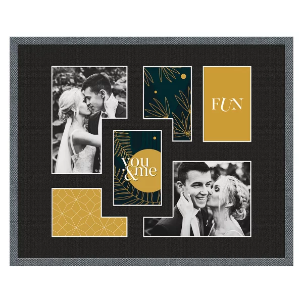 Cadre multi photos Kyoto Black pour 6 photos 4x10x15 cm, 2x15x21 cm | gris structure | verre standard (2 mm)