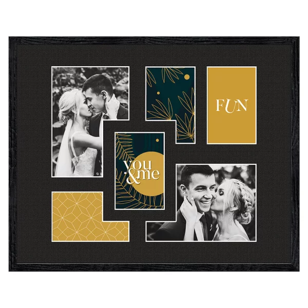 Cadre multi photos Kyoto Black pour 6 photos 4x10x15 cm, 2x15x21 cm | noir | verre standard (2 mm)