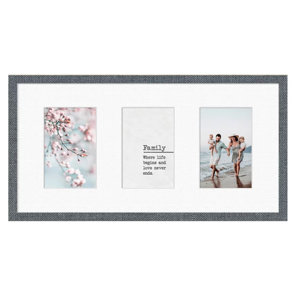 Cadre multi photos Kyoto White pour 3 photos 10x15 cm 3x10x15 cm | gris structure | verre standard (2 mm)