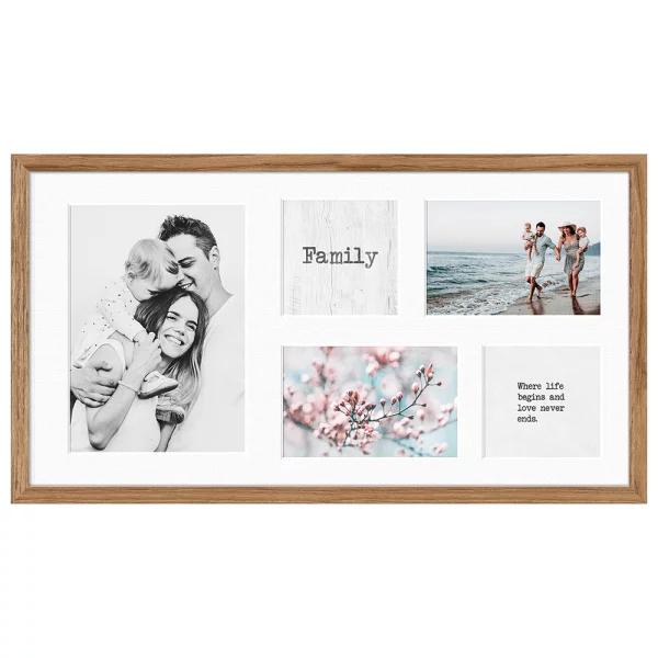 Cadre multi photos Kyoto White pour 5 photos 2x10x10 cm, 2x10x15 cm, 1x15x21 cm | brun | verre standard (2 mm)