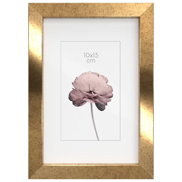 Cadre en bois Prague (MDF) 10x15 cm | Altgold gemasert | verre standard (2 mm)