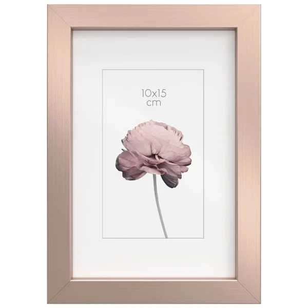 Cadre en bois Prague (MDF) 10x15 cm | rose doré | verre standard (2 mm)