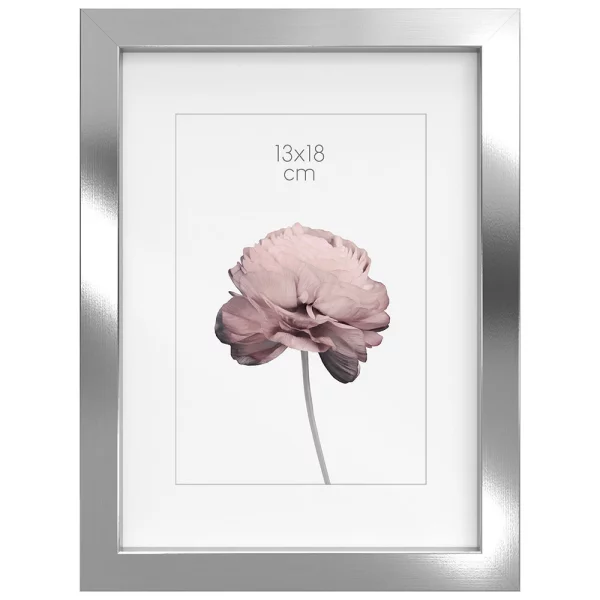 Cadre en bois Prague (MDF) 13x18 cm | argent | verre standard (2 mm)