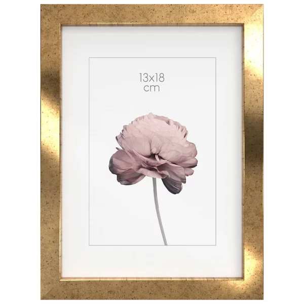 Cadre en bois Prague (MDF) 13x18 cm | Altgold gemasert | verre standard (2 mm)