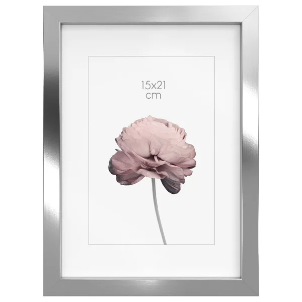 Cadre en bois Prague (MDF) 18x24 cm | argent | verre standard (2 mm)