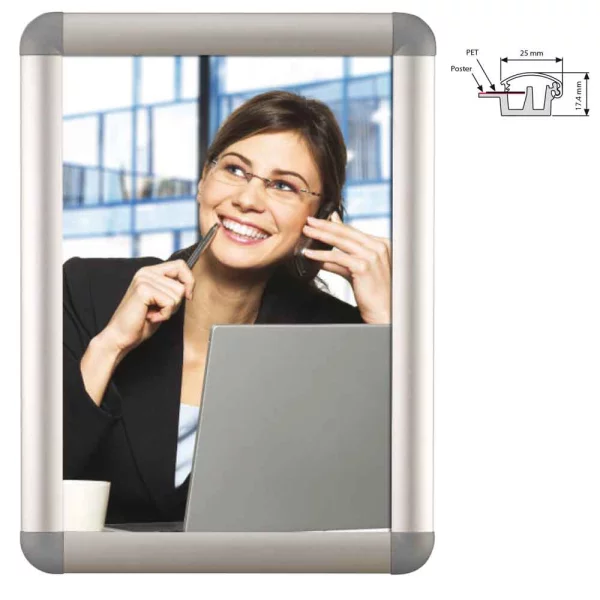 Opti Frame 25mm Rondo 21x29,7 cm (A4) | silber | Kunstglas mattiert (1 mm)